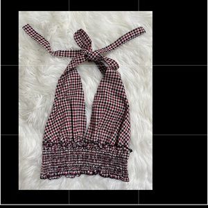 Plaid backless crop top